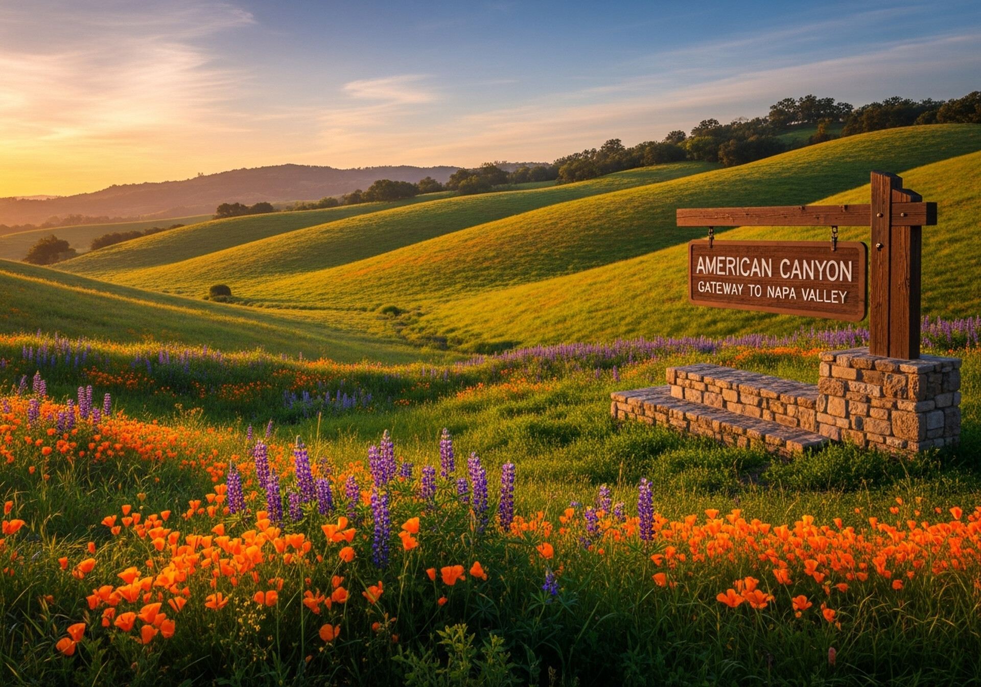American Canyon California suburban community at southern gateway to Napa County wine country