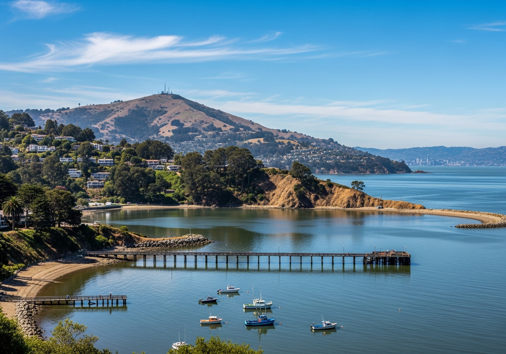 Brisbane California hillside homes overlooking the bay in San Mateo County