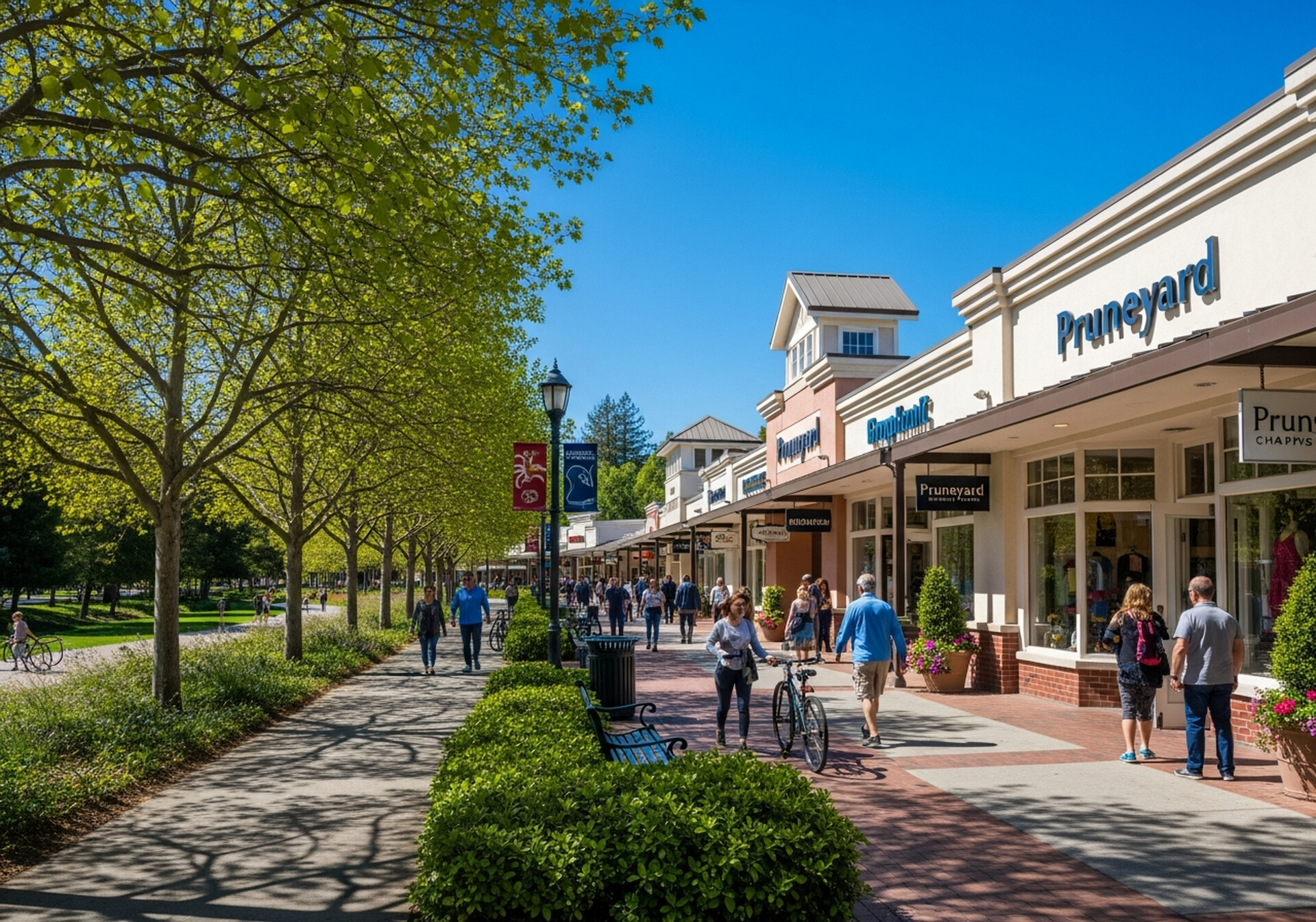 Campbell California downtown pedestrian-friendly streets and shops in Santa Clara County