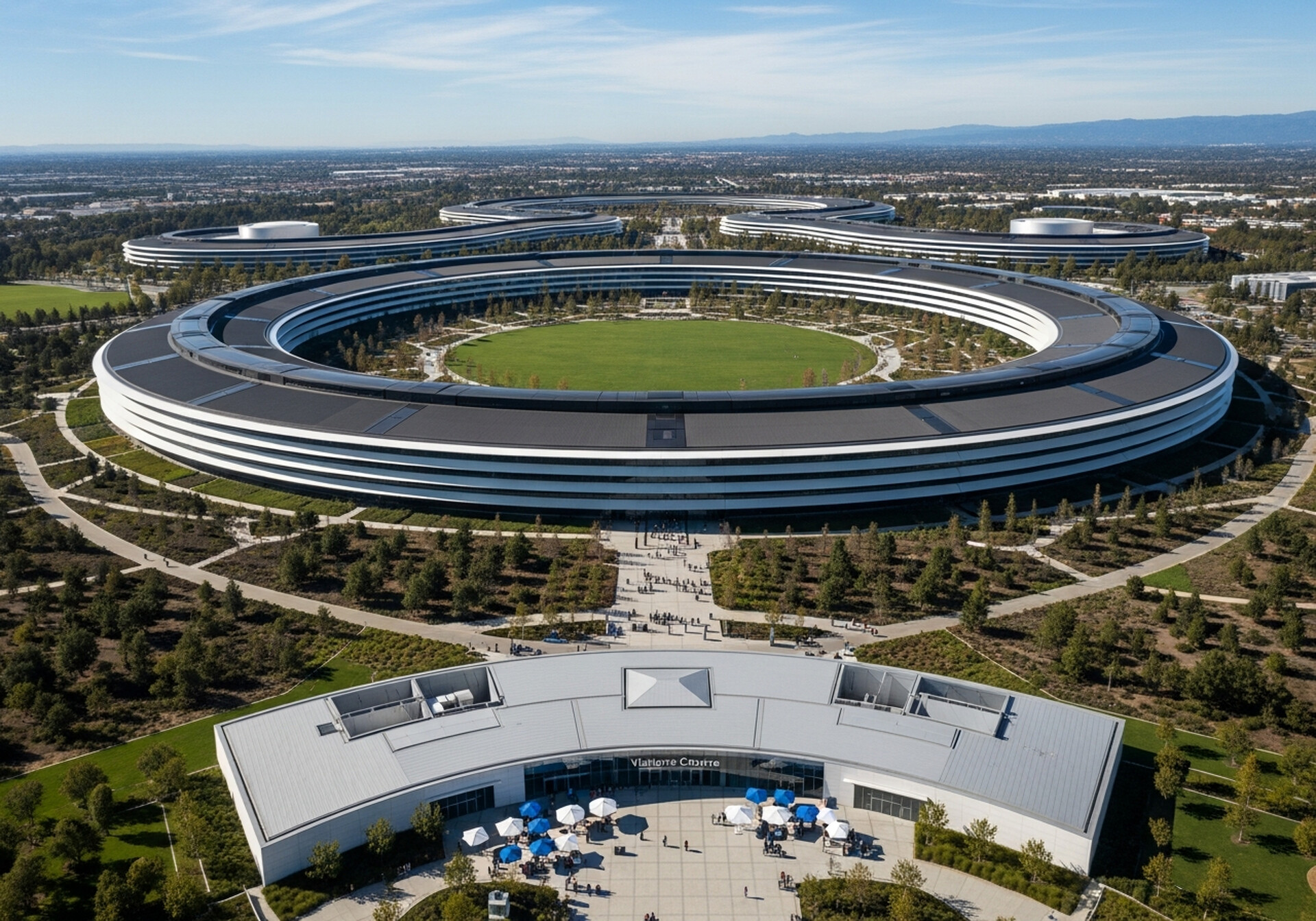 Cupertino California Apple Park campus and Silicon Valley tech city in Santa Clara County