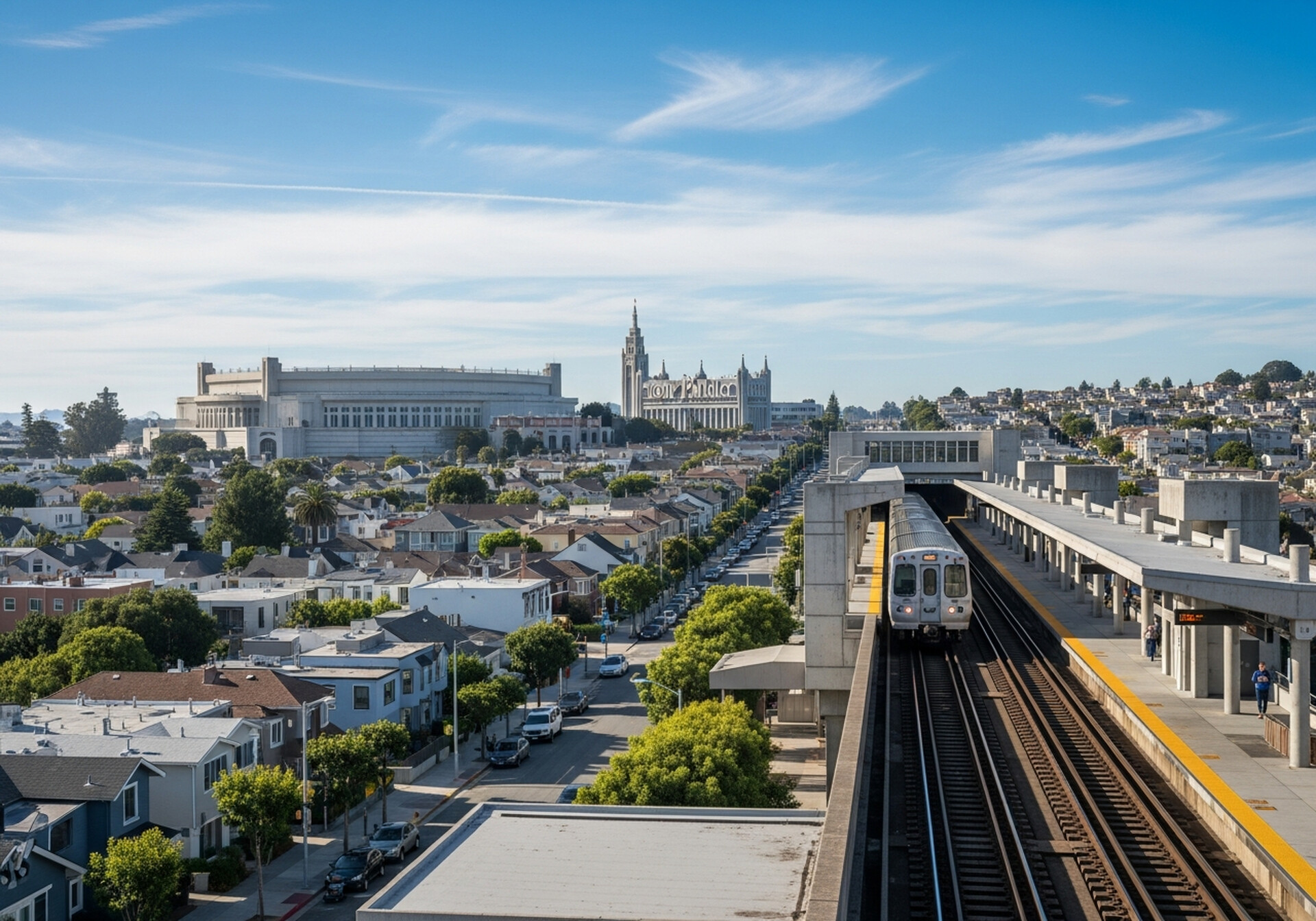 Daly City California dense residential neighborhoods on the San Francisco Peninsula in San Mateo County