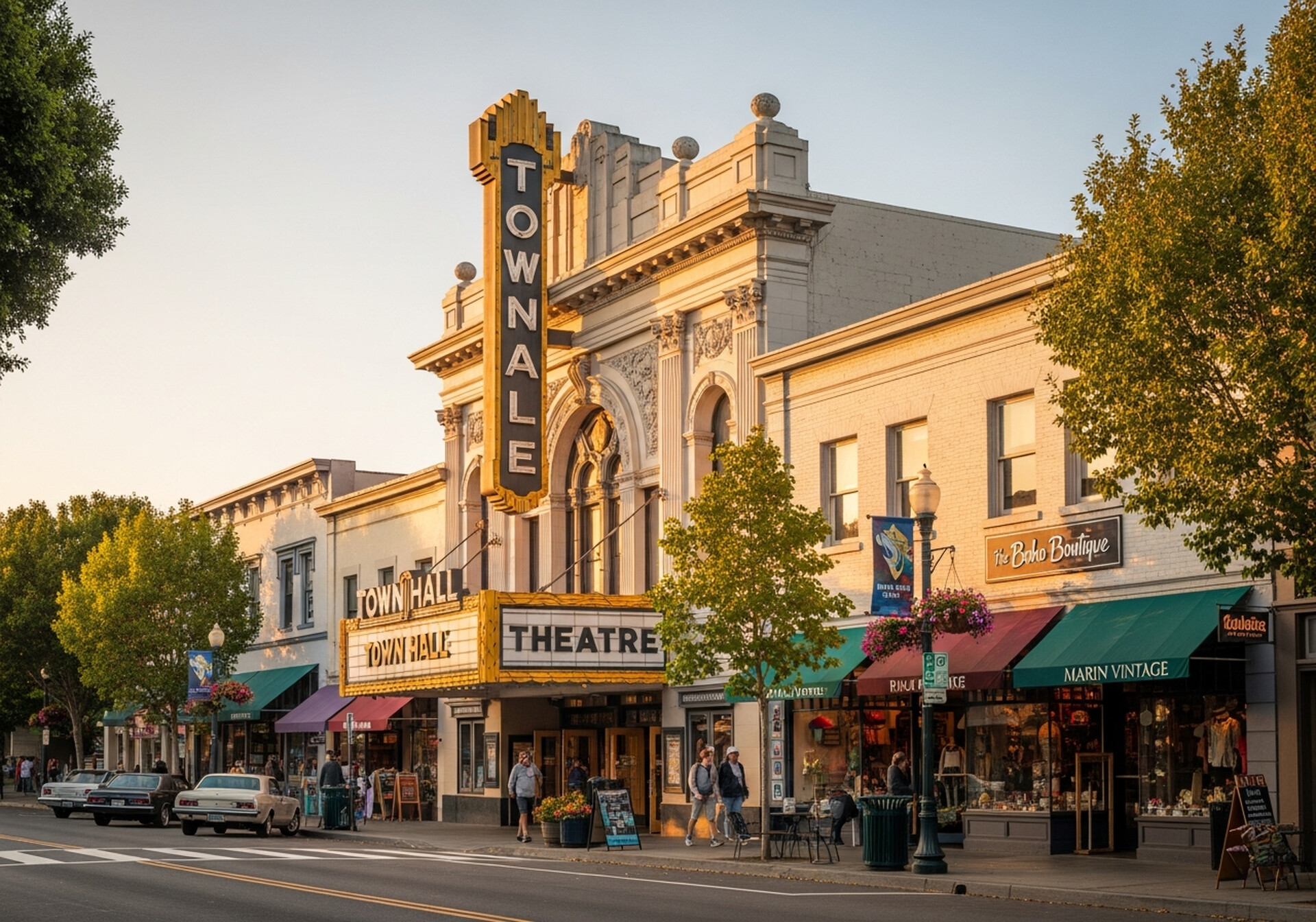 Fairfax California downtown small town surrounded by hills and redwoods