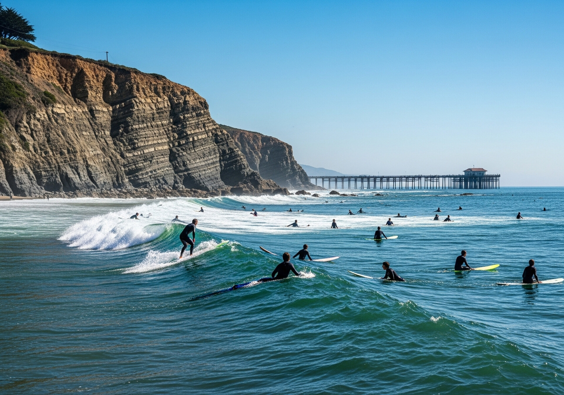 Pacifica California coastal cliffs and beach neighborhoods in San Mateo County