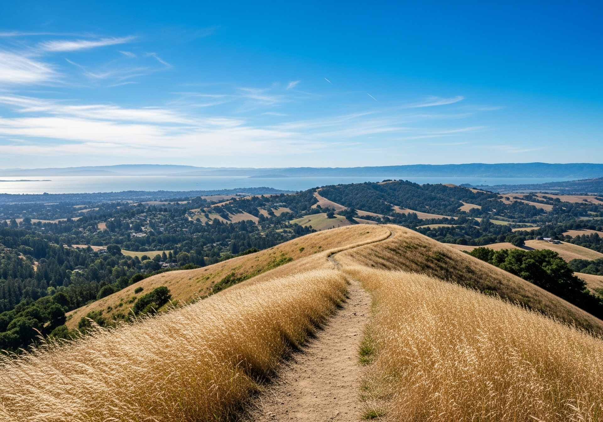 Portola Valley California rural hillside neighborhood with oak woodland in San Mateo County