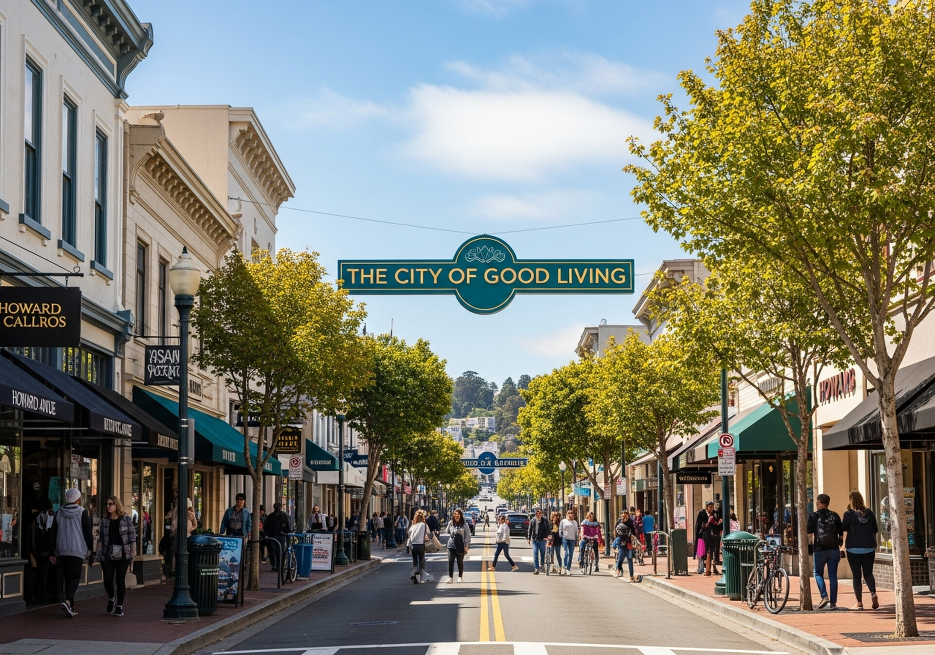 San Carlos California tree-lined residential neighborhood on the San Francisco Peninsula in San Mateo County