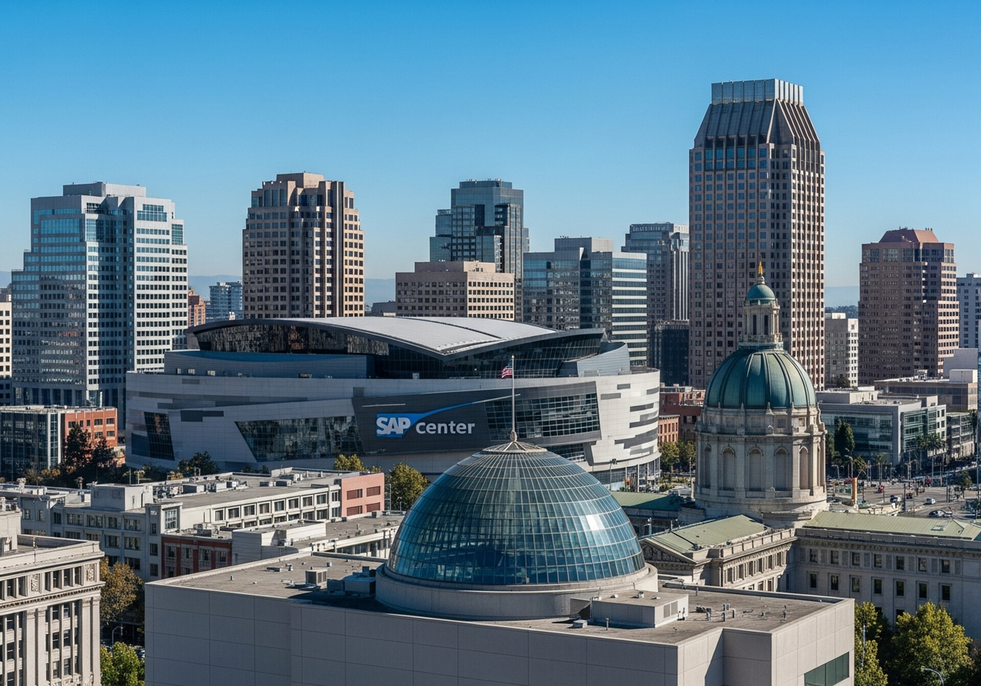 San Jose California downtown skyline Silicon Valley capital city in Santa Clara County