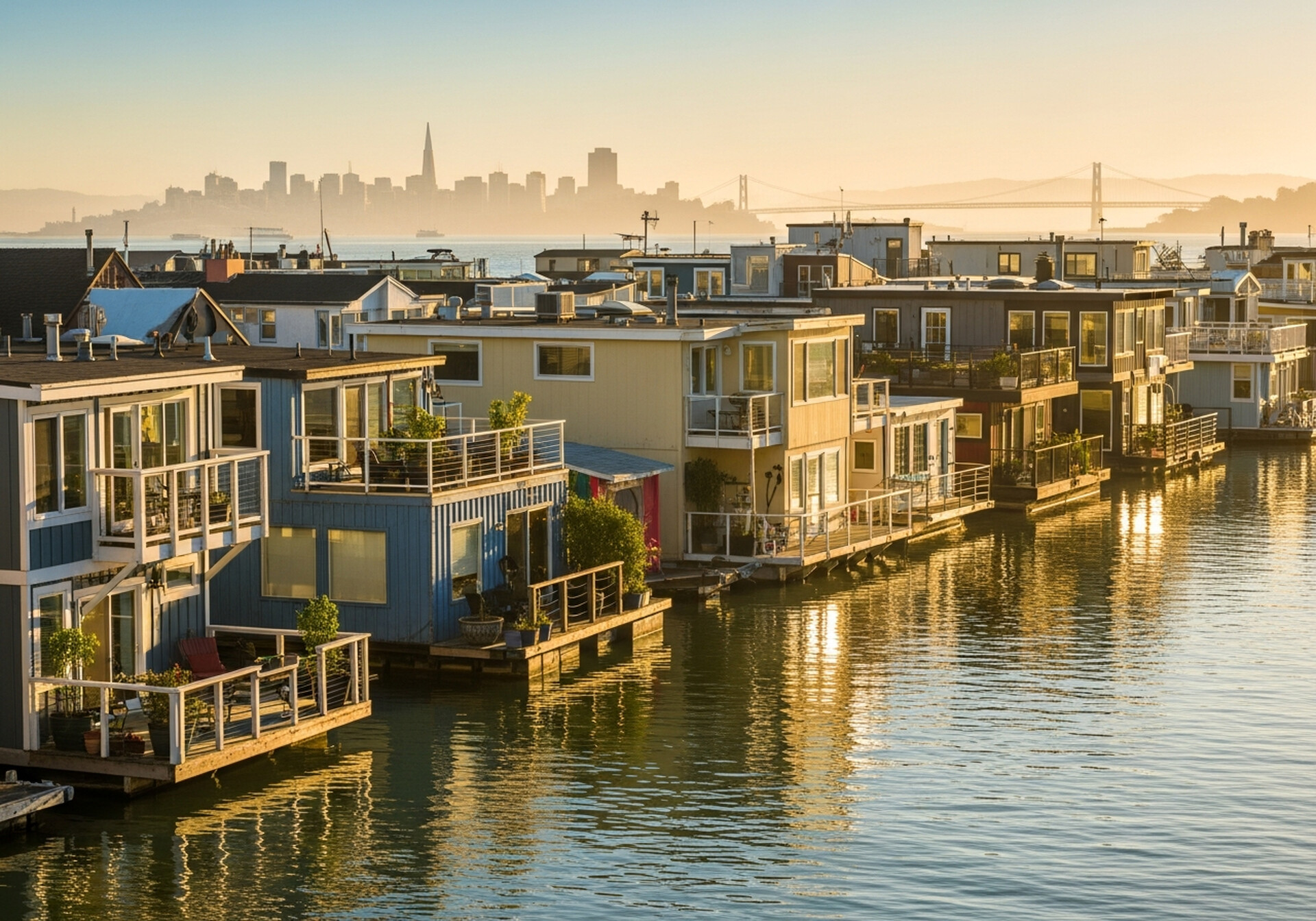 Sausalito California waterfront hillside neighborhood with San Francisco Bay views